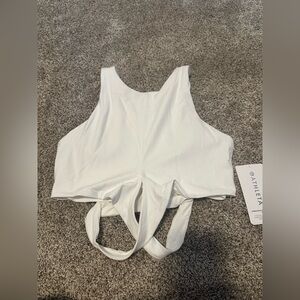 NWT Athleta White Crop Work Out Top. Size Medium. A-C cup